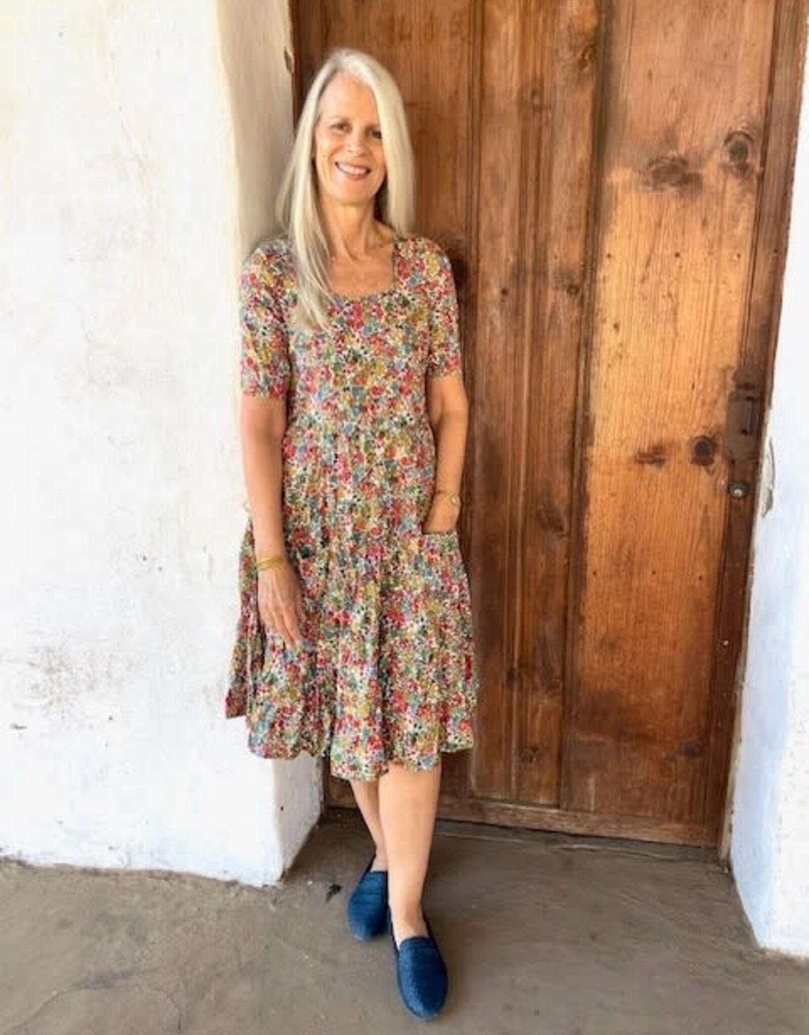 Dress Addict Jess 1/2 Sleeve Garden Print Cotton Dress