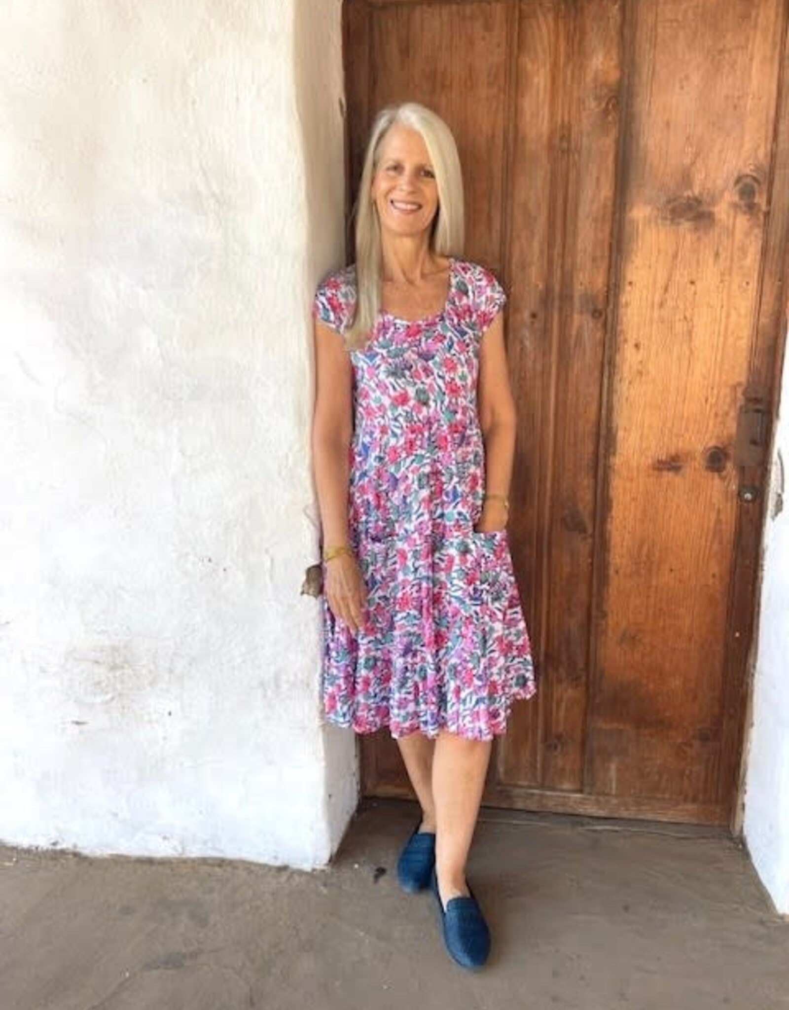 Dress Addict Pink Floral/White Cotton Dress
