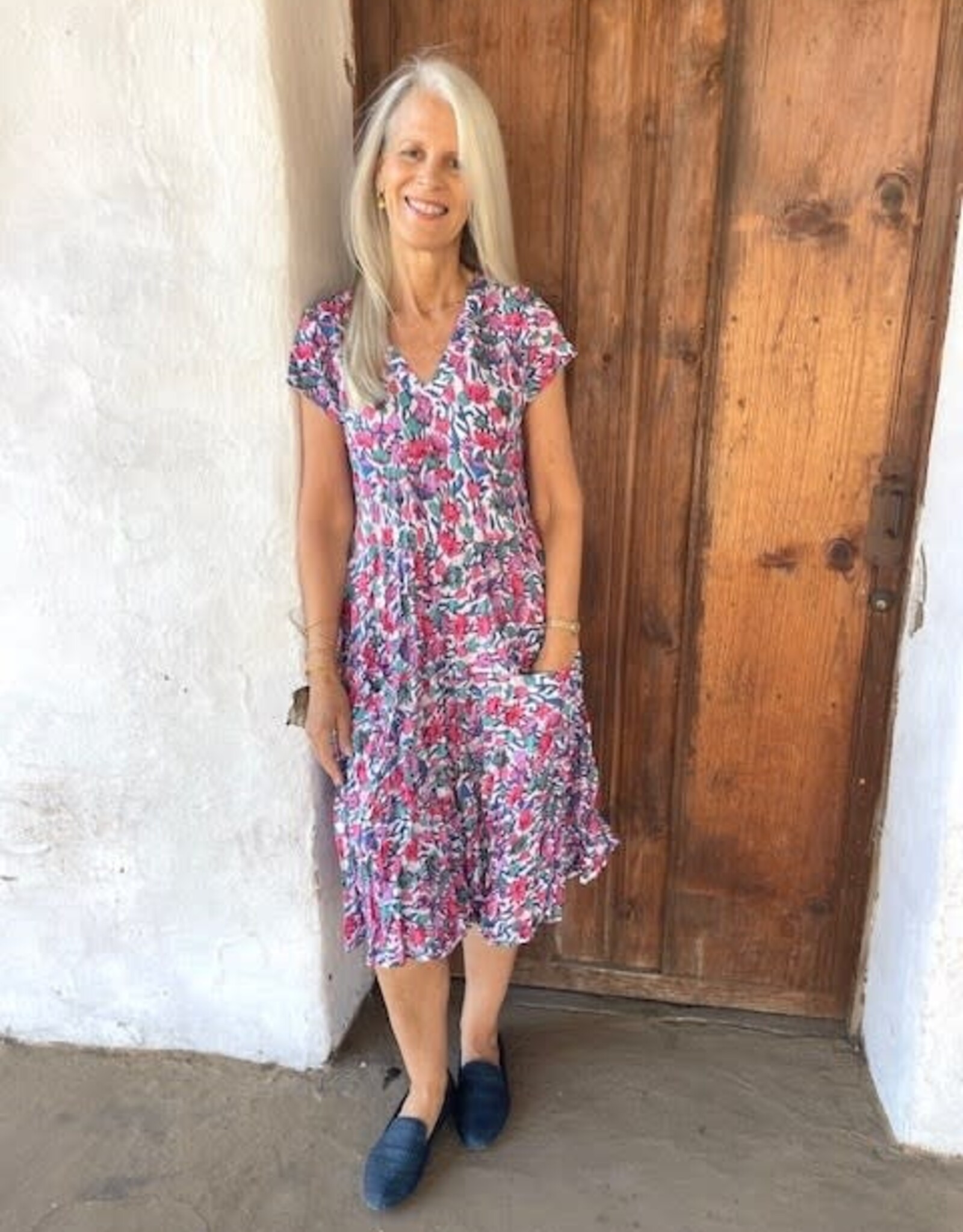 Dress Addict Pink Floral/White Cotton Dress