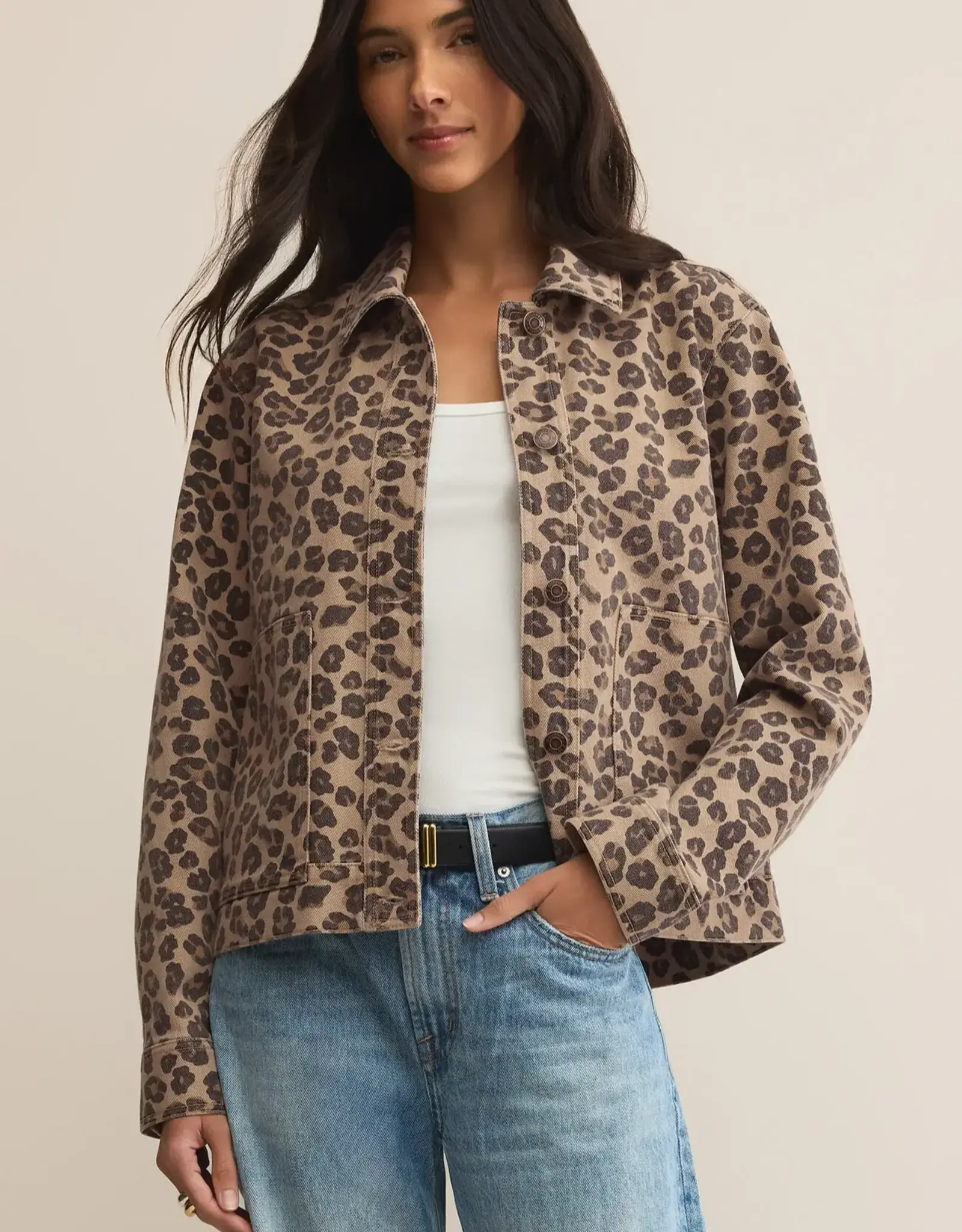 Z Supply  Bel Air Leopard Denim Jacket