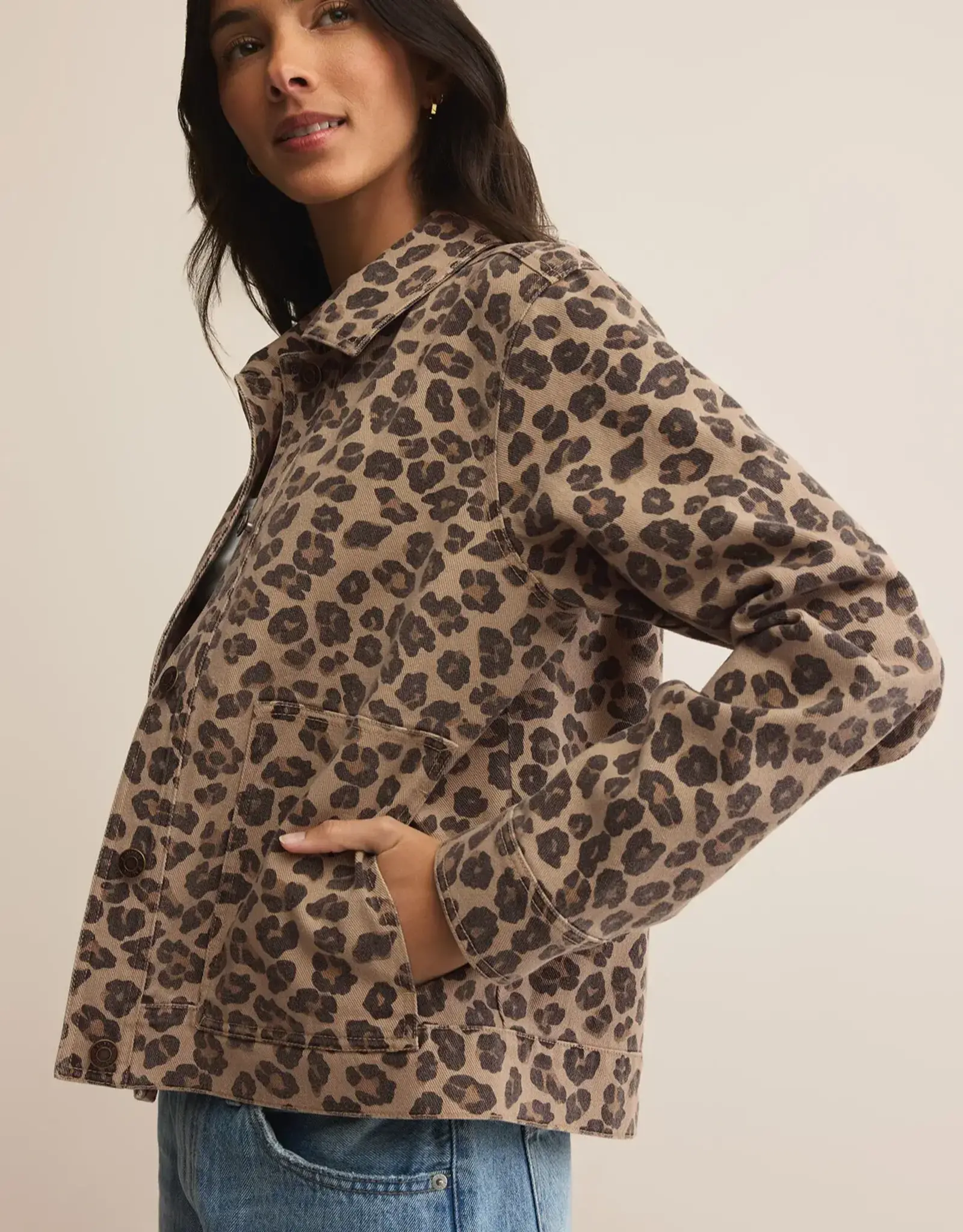 Z Supply  Bel Air Leopard Denim Jacket