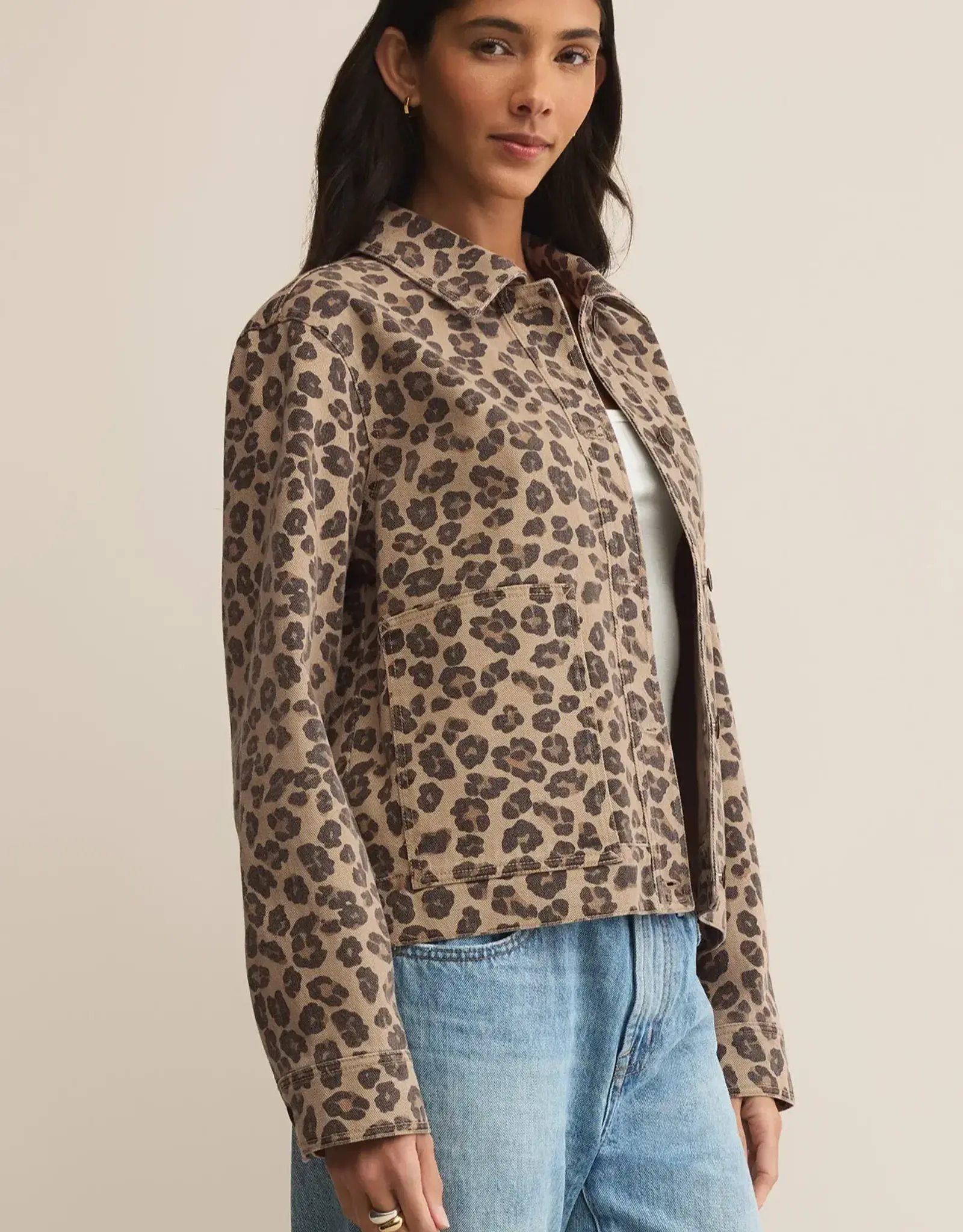 Z Supply  Bel Air Leopard Denim Jacket