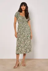 Apricot Ditsy Spring Print Midi Dress