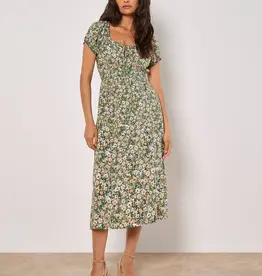 Apricot Ditsy Spring Print Midi Dress