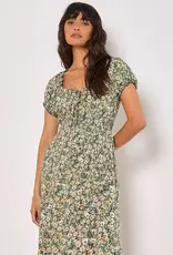 Apricot Ditsy Spring Print Midi Dress