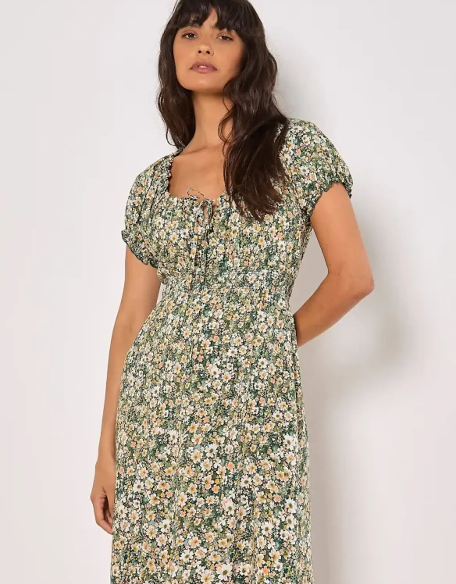 Apricot Ditsy Spring Print Midi Dress