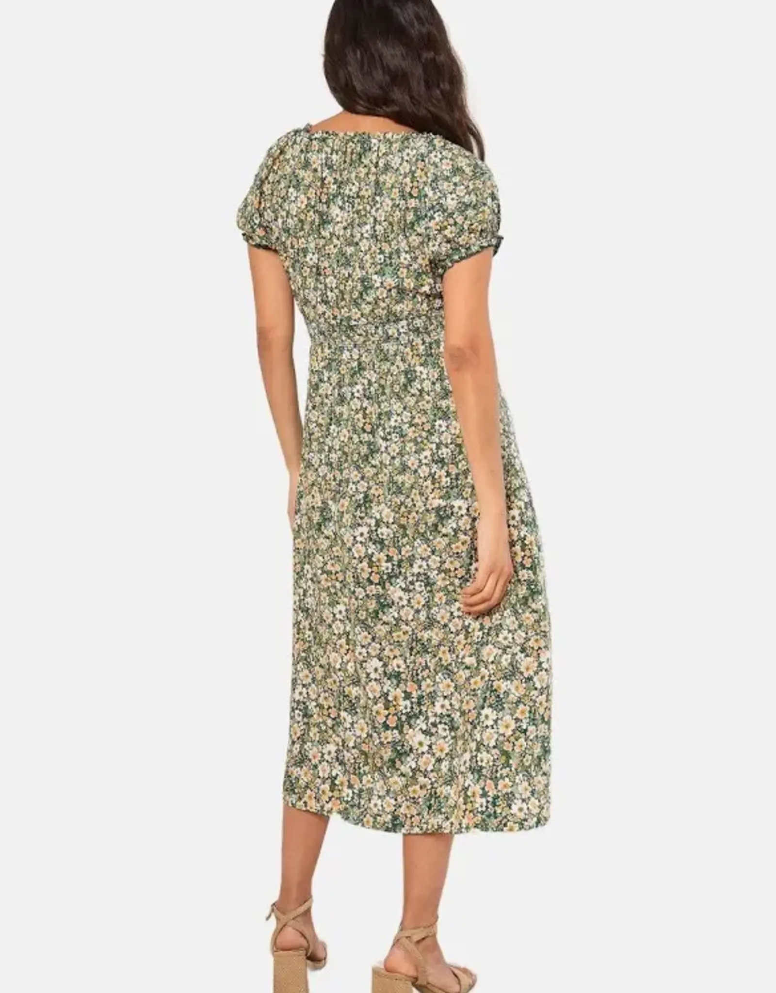 Apricot Ditsy Spring Print Midi Dress