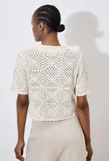 Apricot Crochet Collar Top