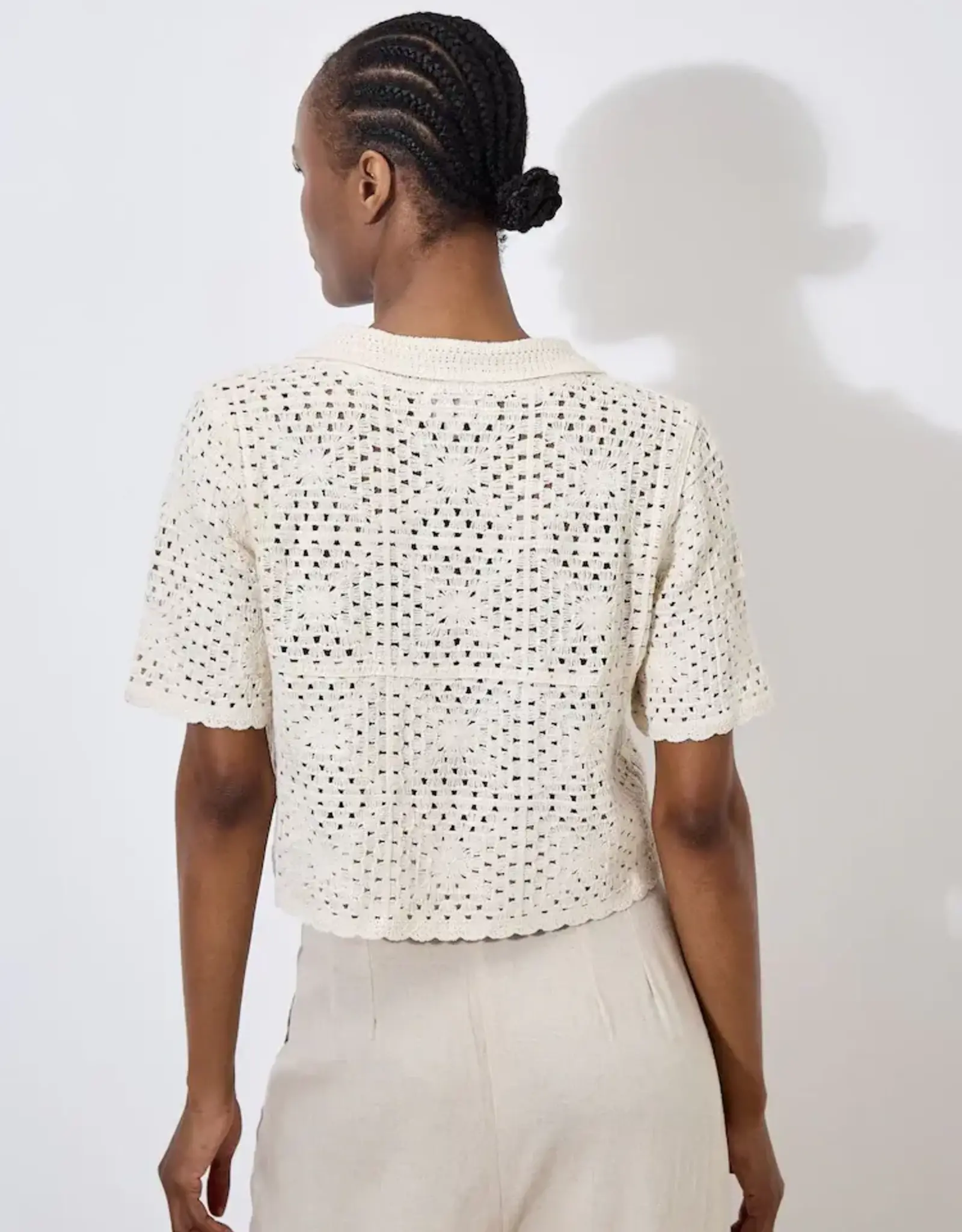 Apricot Crochet Collar Top