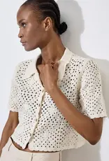 Apricot Crochet Collar Top