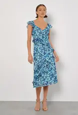 Apricot Asymmetrical Floral Ruffle Dress