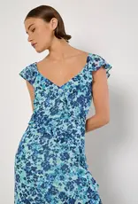 Apricot Asymmetrical Floral Ruffle Dress