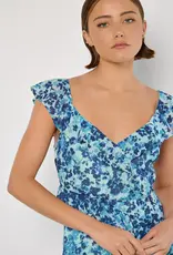 Apricot Asymmetrical Floral Ruffle Dress