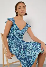Apricot Asymmetrical Floral Ruffle Dress