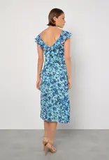 Apricot Asymmetrical Floral Ruffle Dress