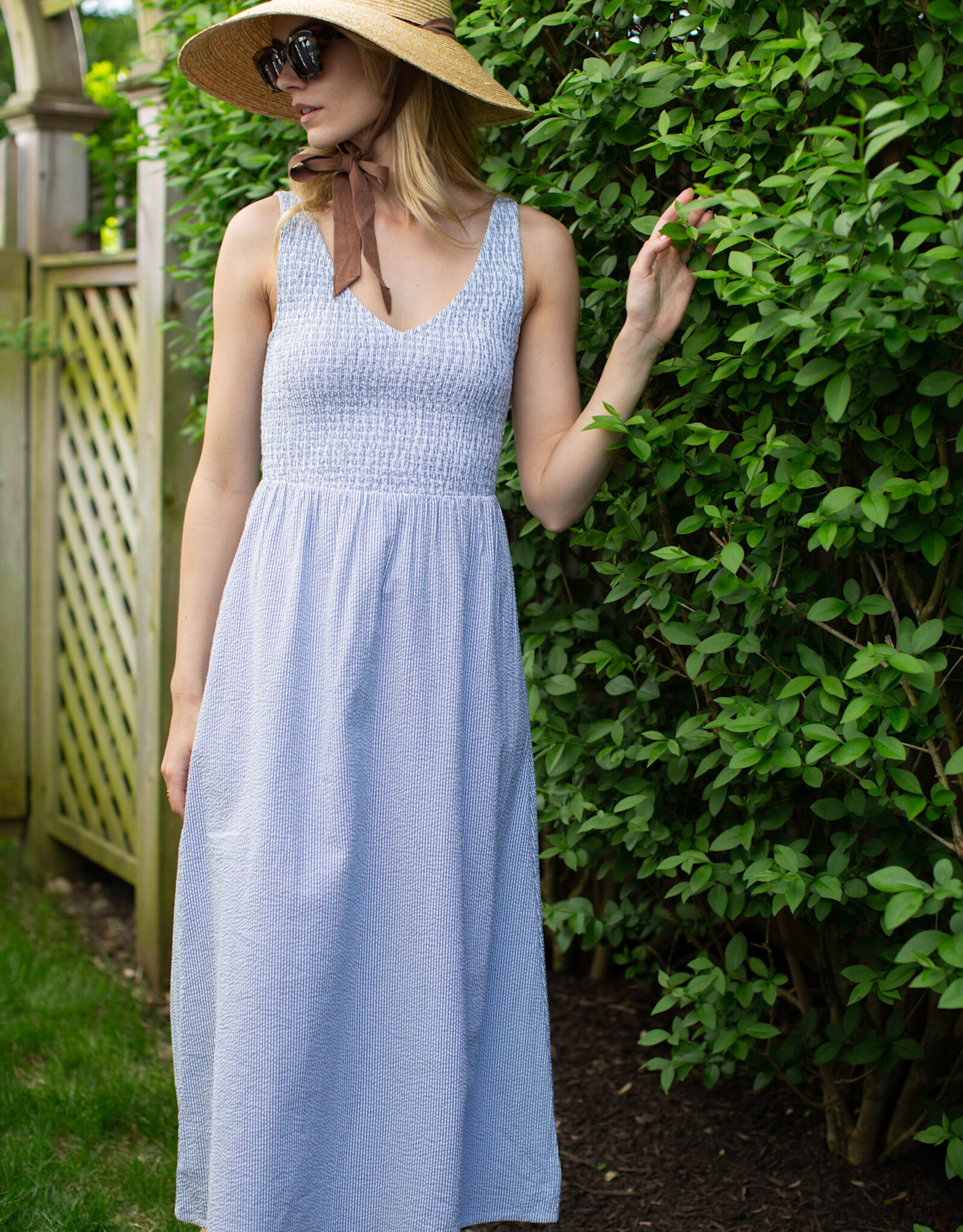 Marea Cora Blue Seersucker Dress