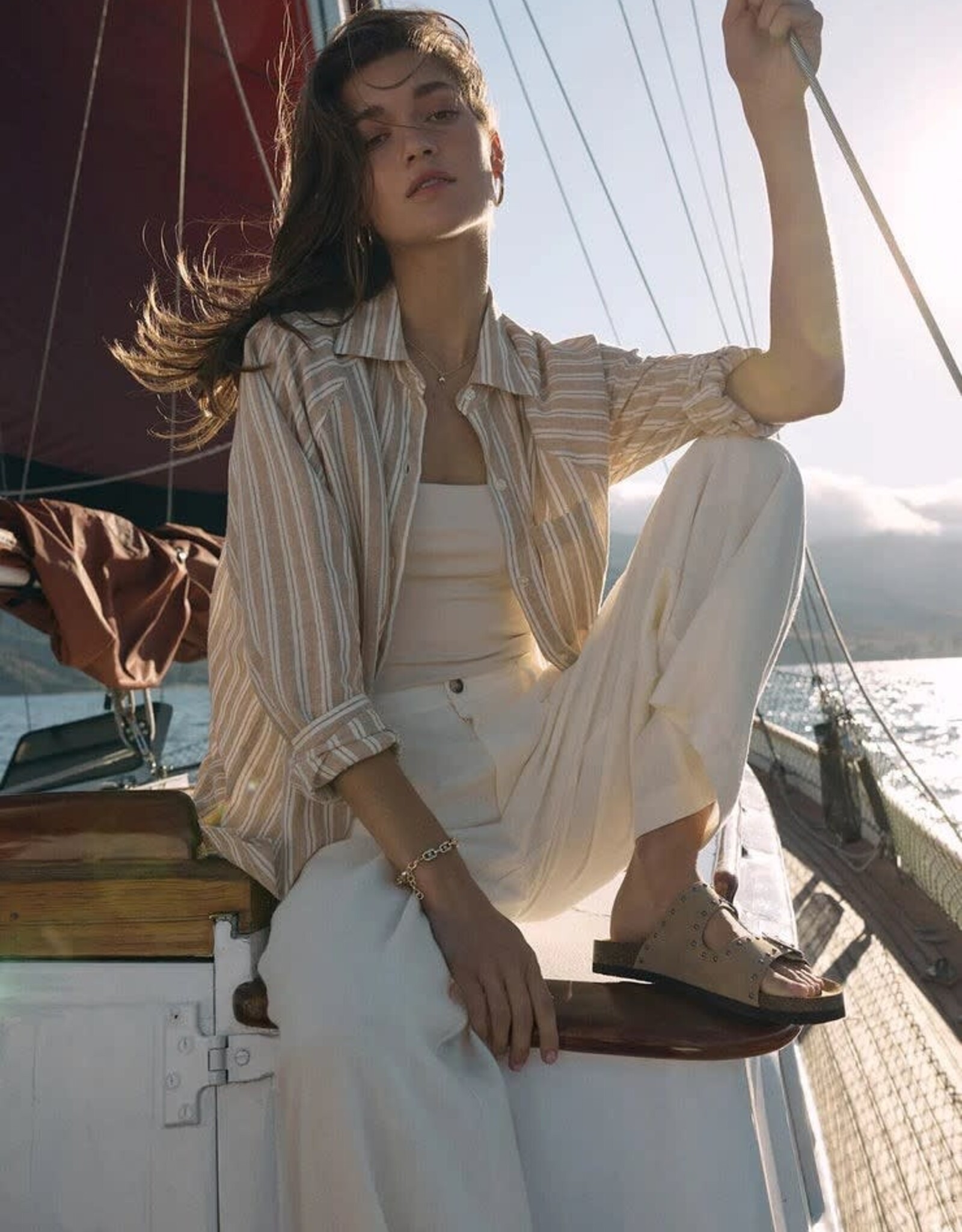 Z Supply  Perfect Linen Top Pebble Moon
