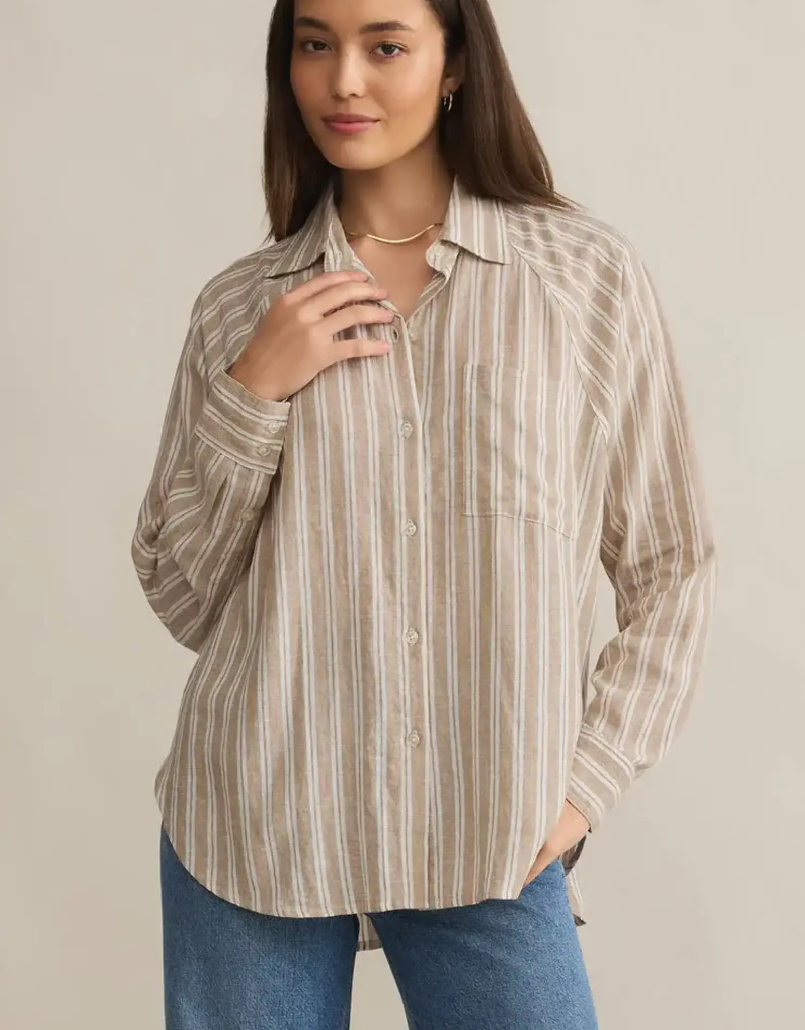 Z Supply  Perfect Linen Top Pebble Moon