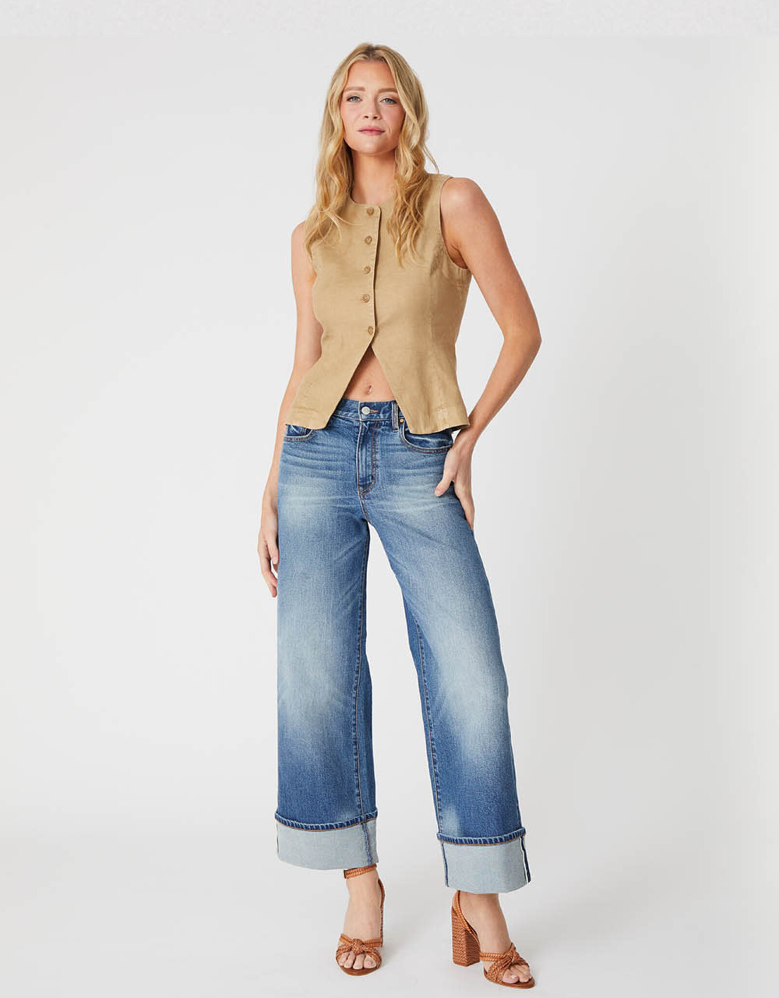 Level 99  Selvedge Wide Leg Cuff Jean