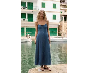 knee length dresses for ladies Angel Eyes Twill Midi Dress – HEMLINE French Quarter main image 0