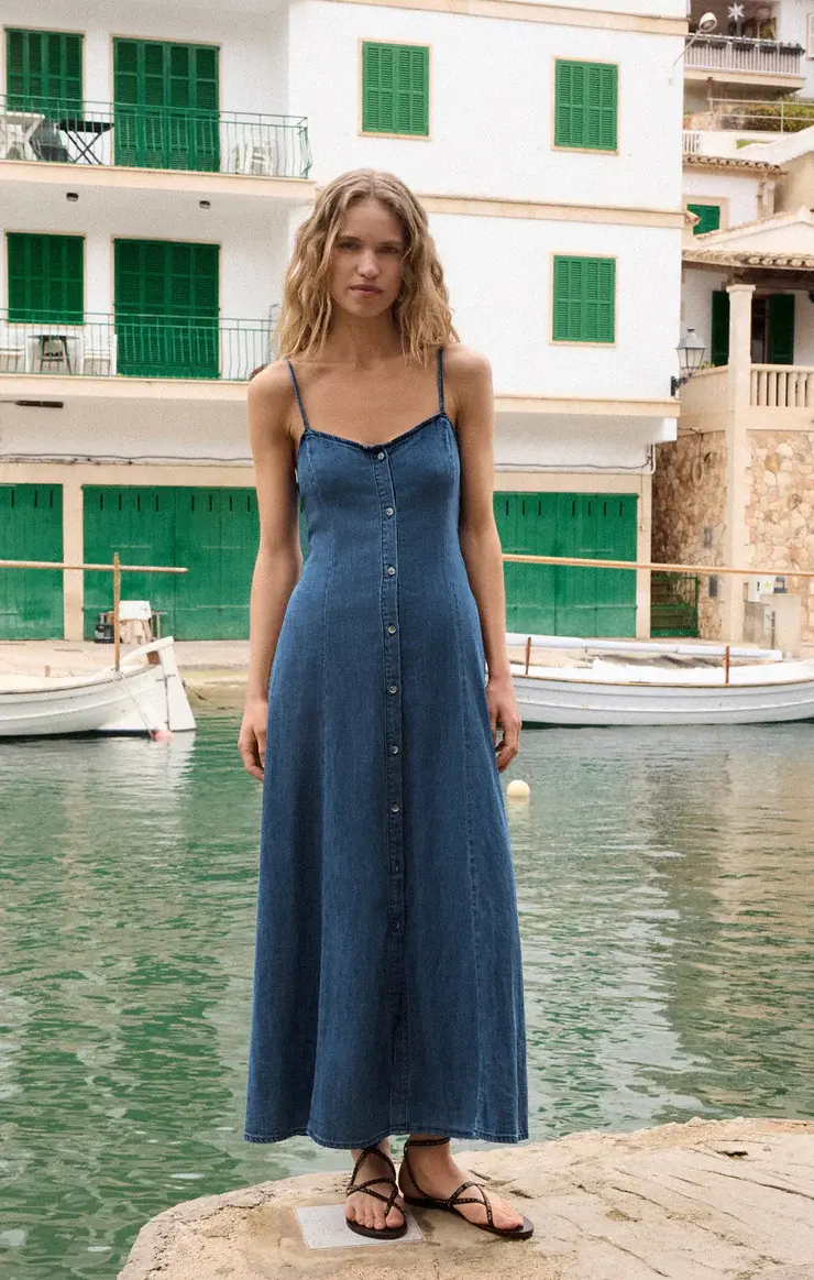 Z Supply Angel Eyes Denim Midi Dress - Lovebird Boutique