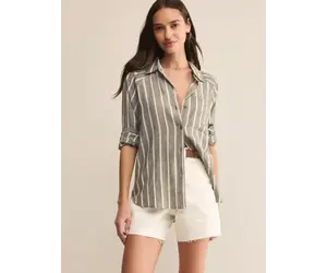 トップス 2021SS Silk Linen Stripe Fatigue Shirt トップス 2021SS Silk Linen Stripe Fatigue Shirt 2021SS Silk