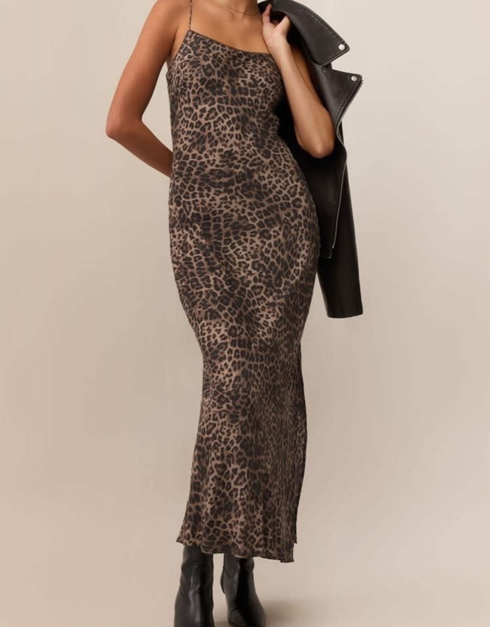Z Supply Cielo Leopard Satin Midi Dress