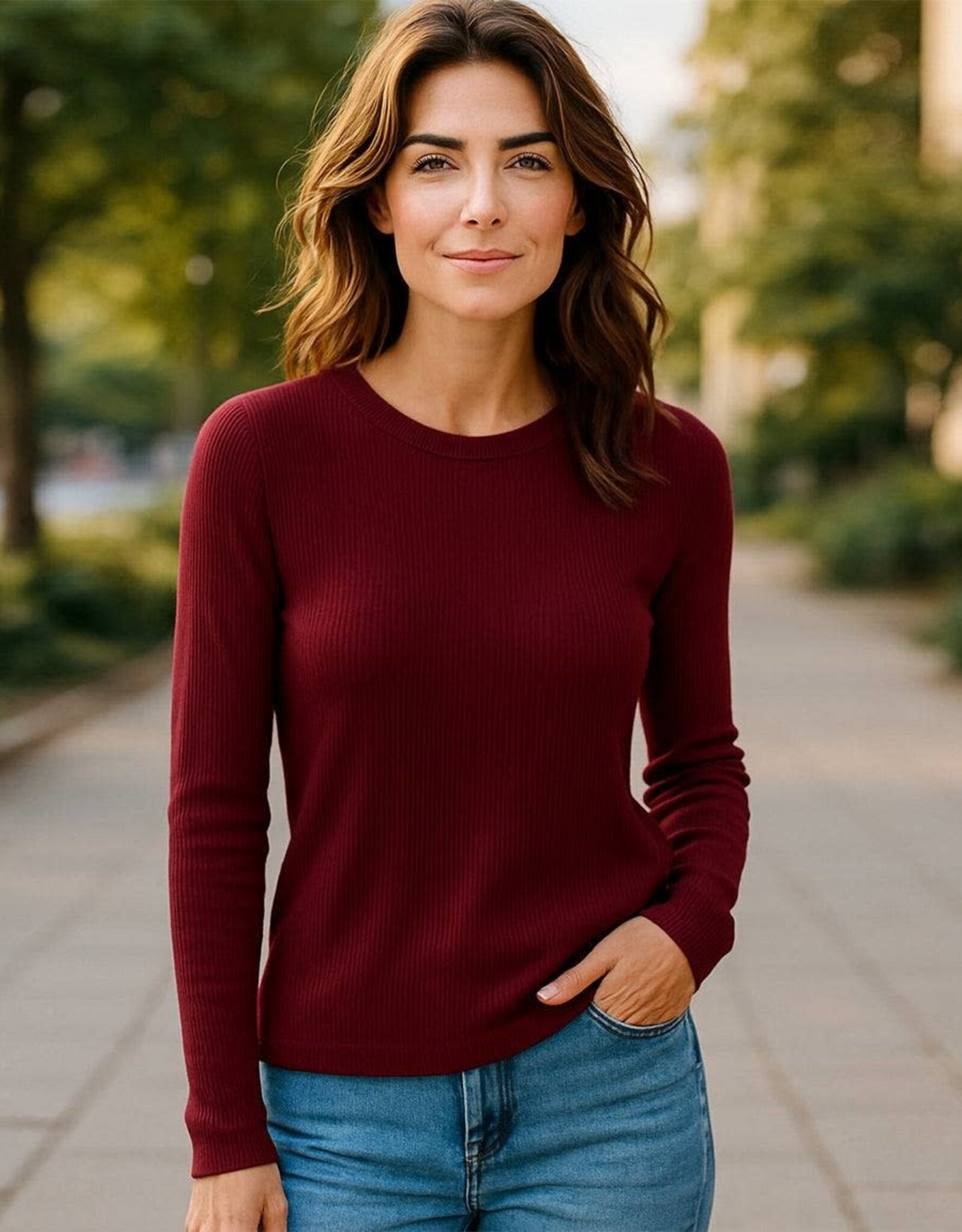 Karen Kane  Ribbed Crewneck Top