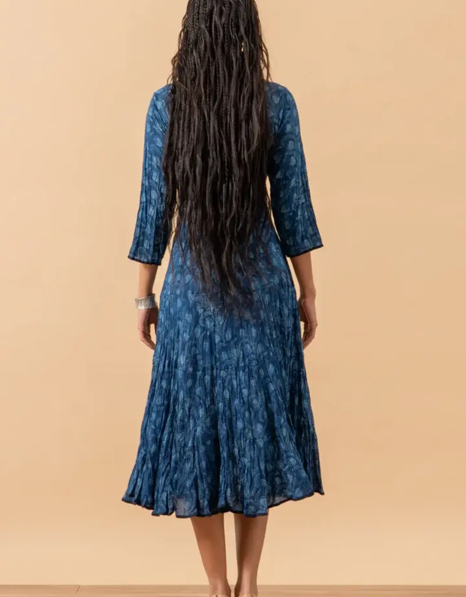 Trade Cloth  Santa Fe 3/4 Tula Indigo Dress