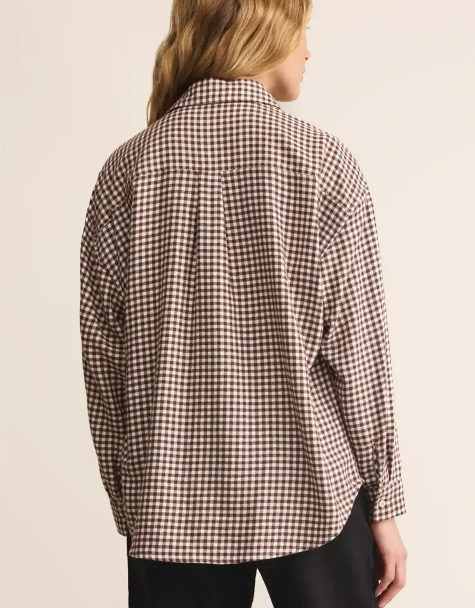 Z Supply  River Plaid Chocolate Cherry Shirt
