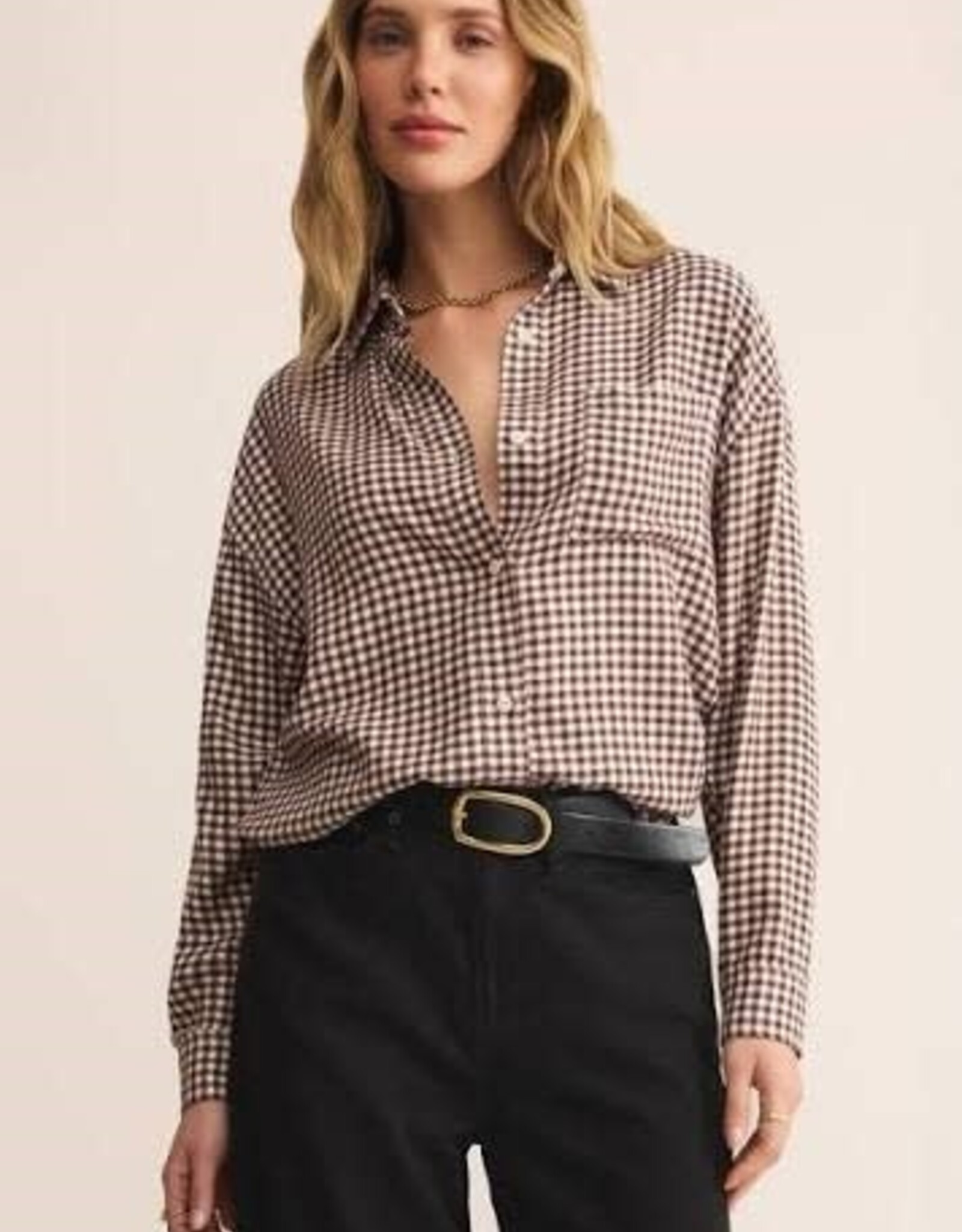Z Supply  River Plaid Chocolate Cherry Shirt