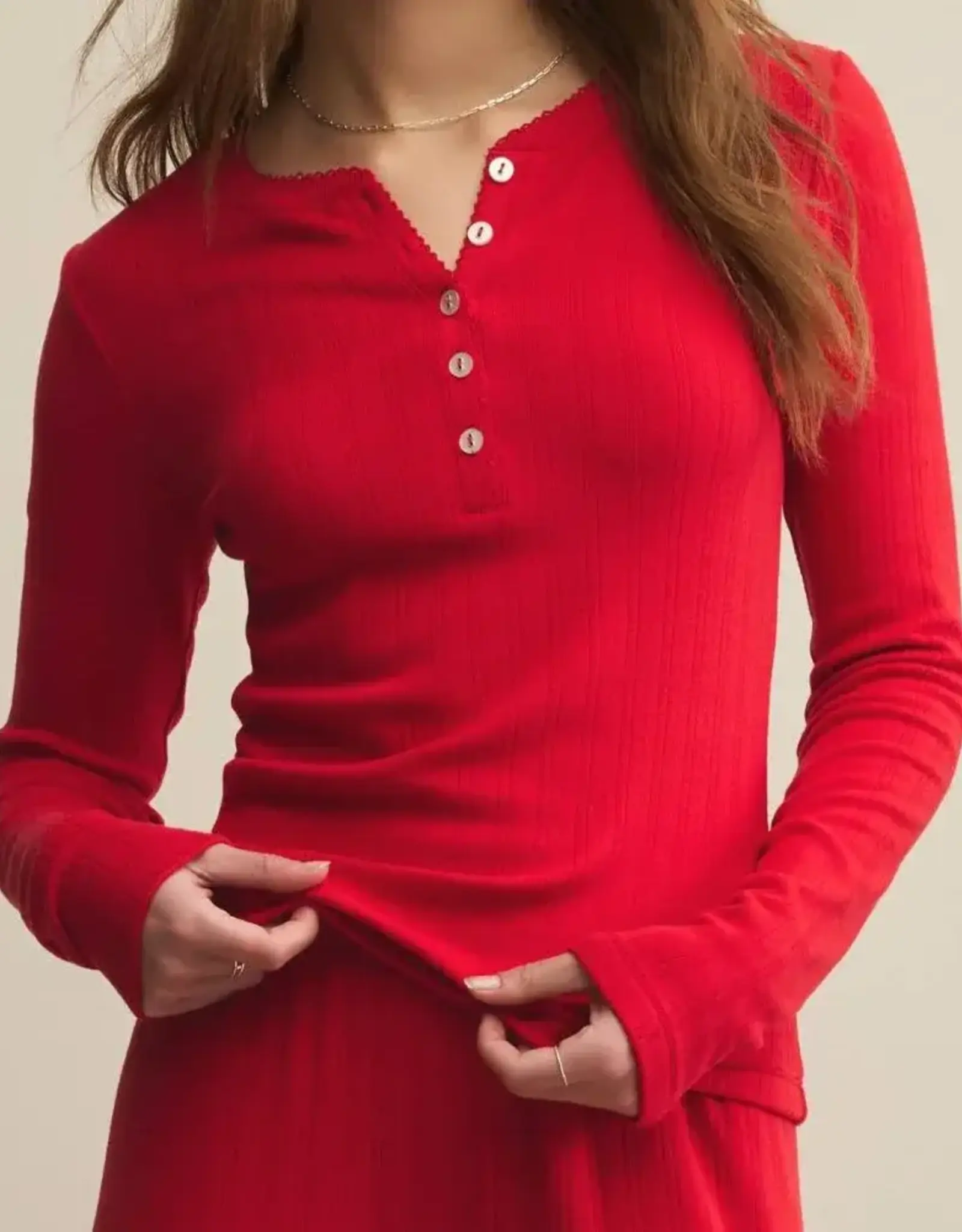 Z Supply  Holly Pointelle Long Sleeve Top