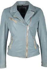 Mauritius Sofia Leather Moto Jacket Winter Sky