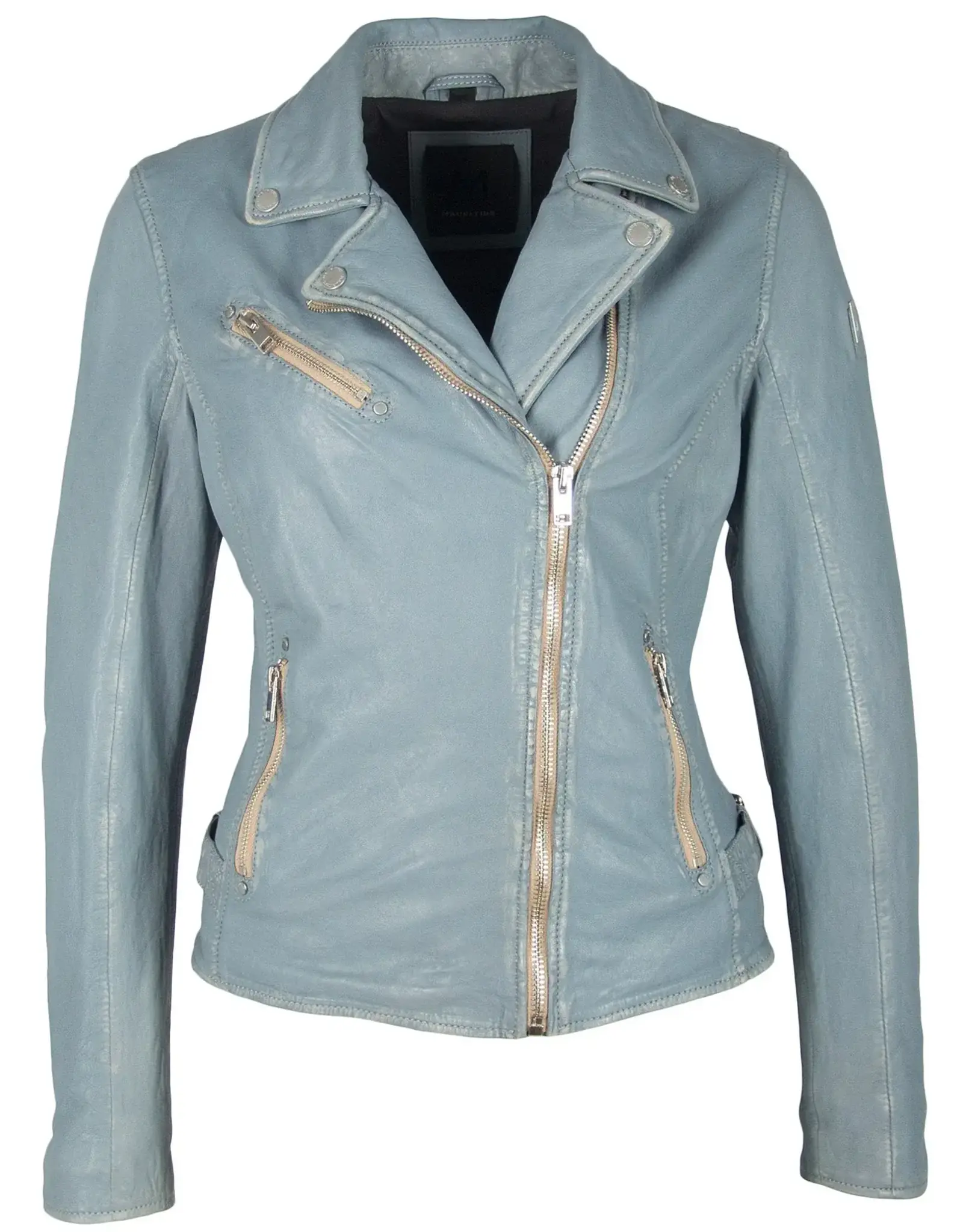 Mauritius Sofia Leather Moto Jacket Winter Sky