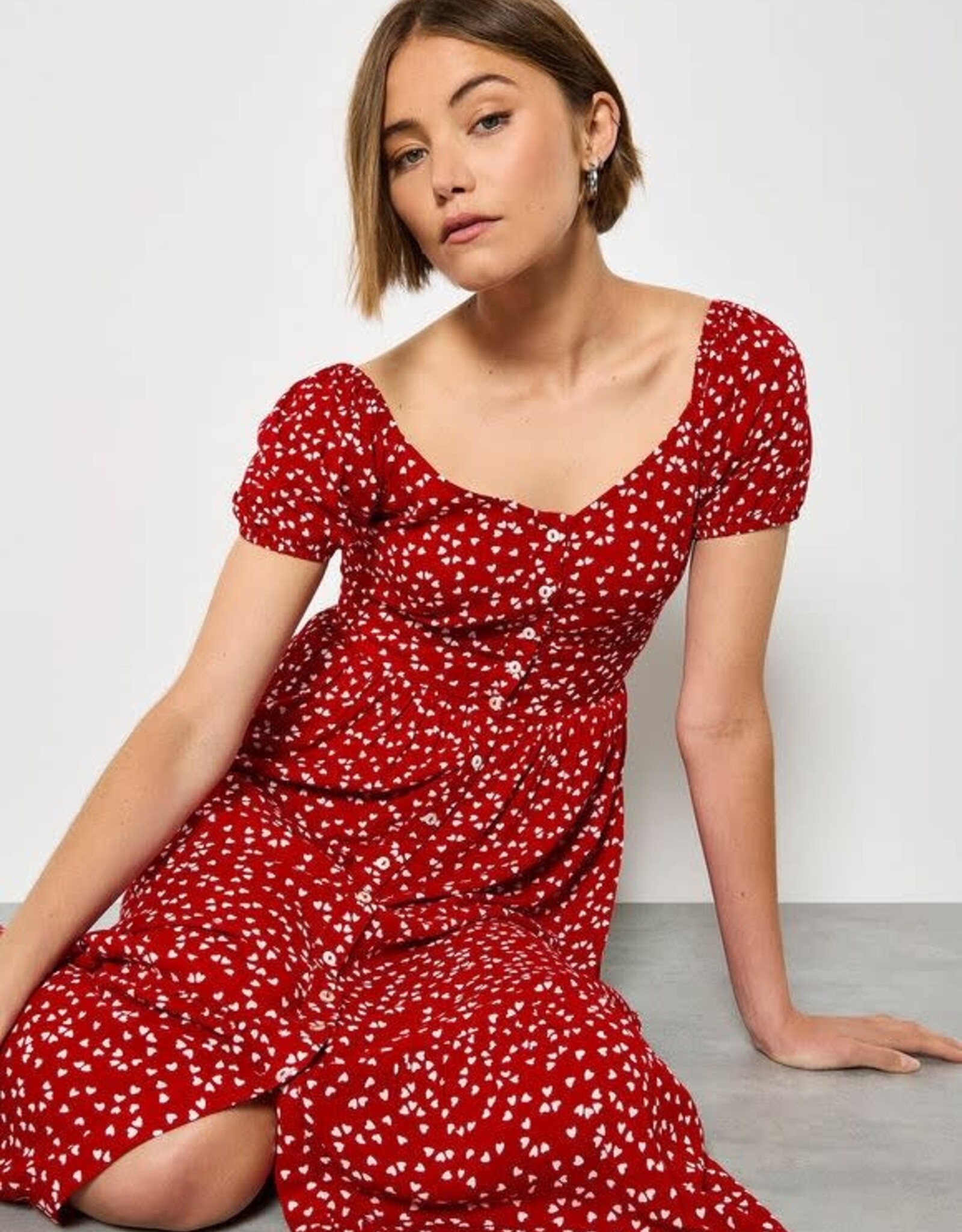 Apricot  Red Heart Midi Dress