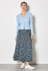 Apricot Blue Floral Print Skirt