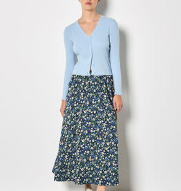 Apricot Blue Floral Print Skirt