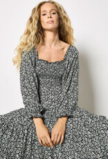 Apricot Smocked Dress Black/Green