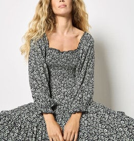 Apricot Smocked Dress Black/Green