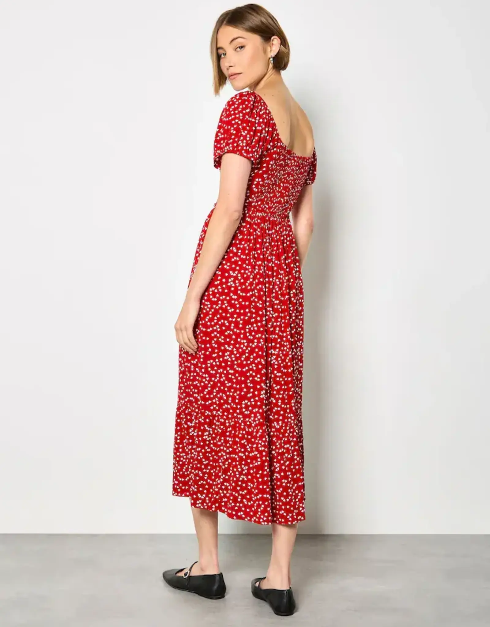Apricot  Red Heart Midi Dress