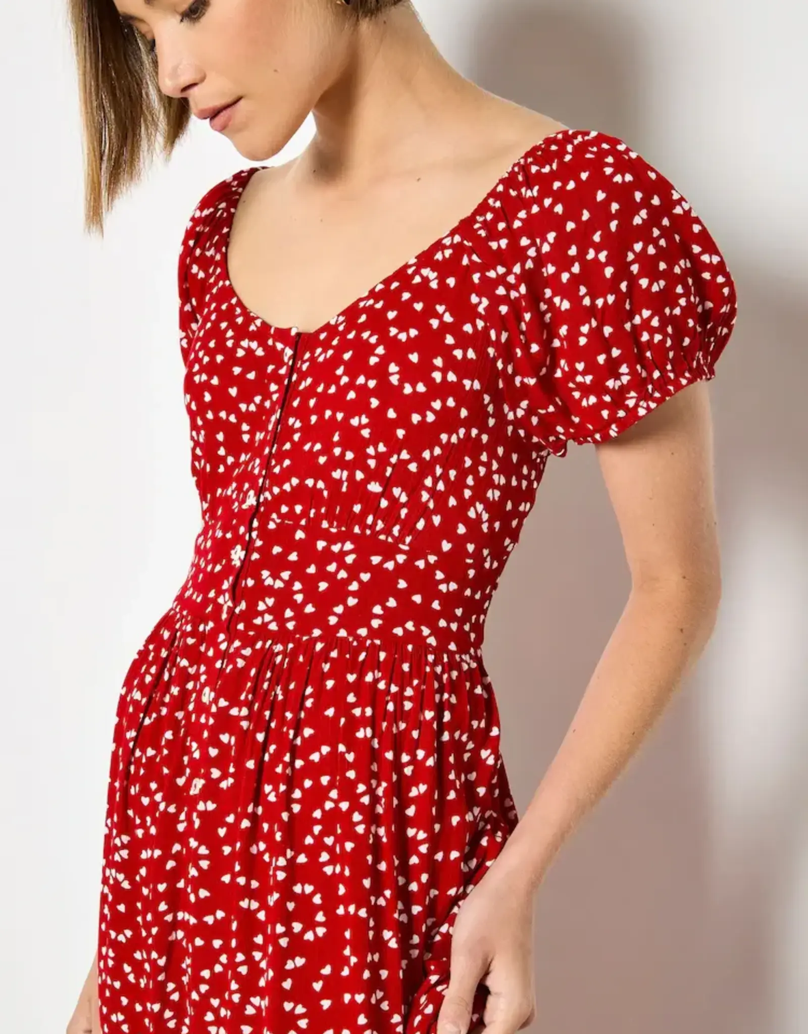 Apricot  Red Heart Midi Dress