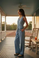 Elan Chambray Button Vest
