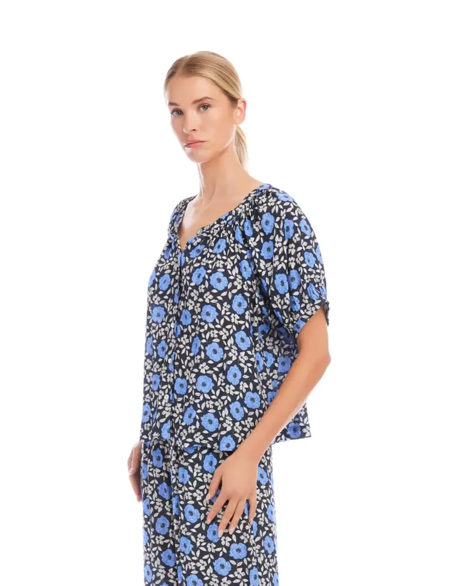 Karen Kane Peasant Top Blue Print