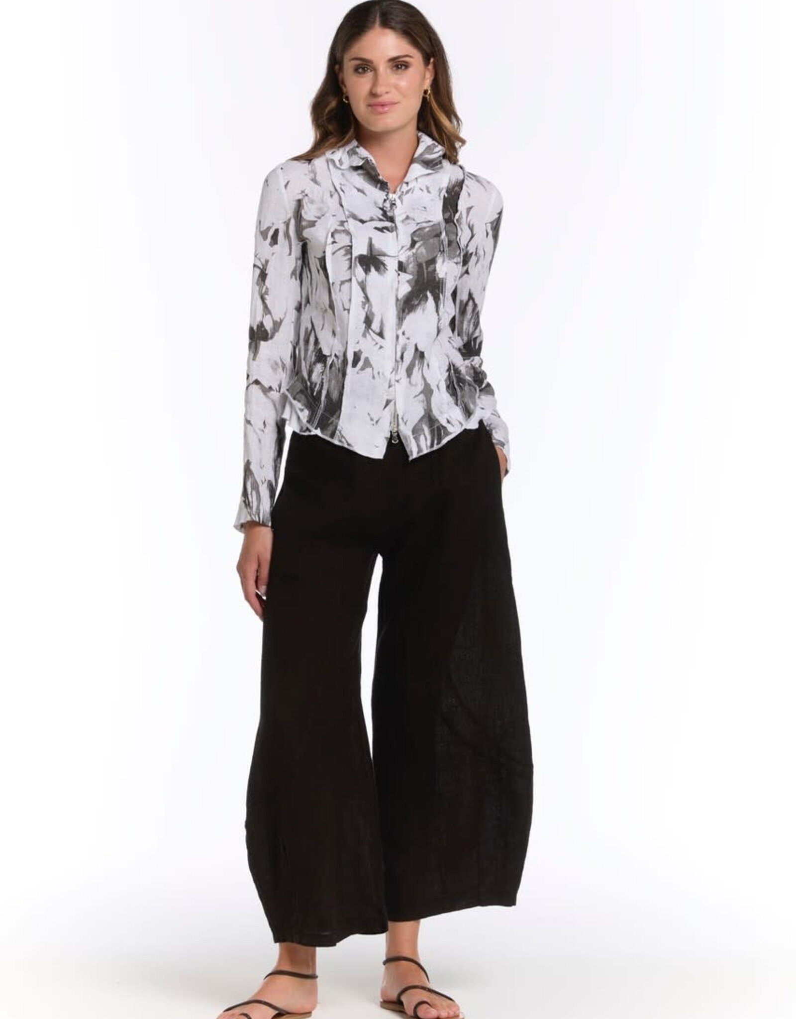 Inizio Magic Linen Jacket Black Print