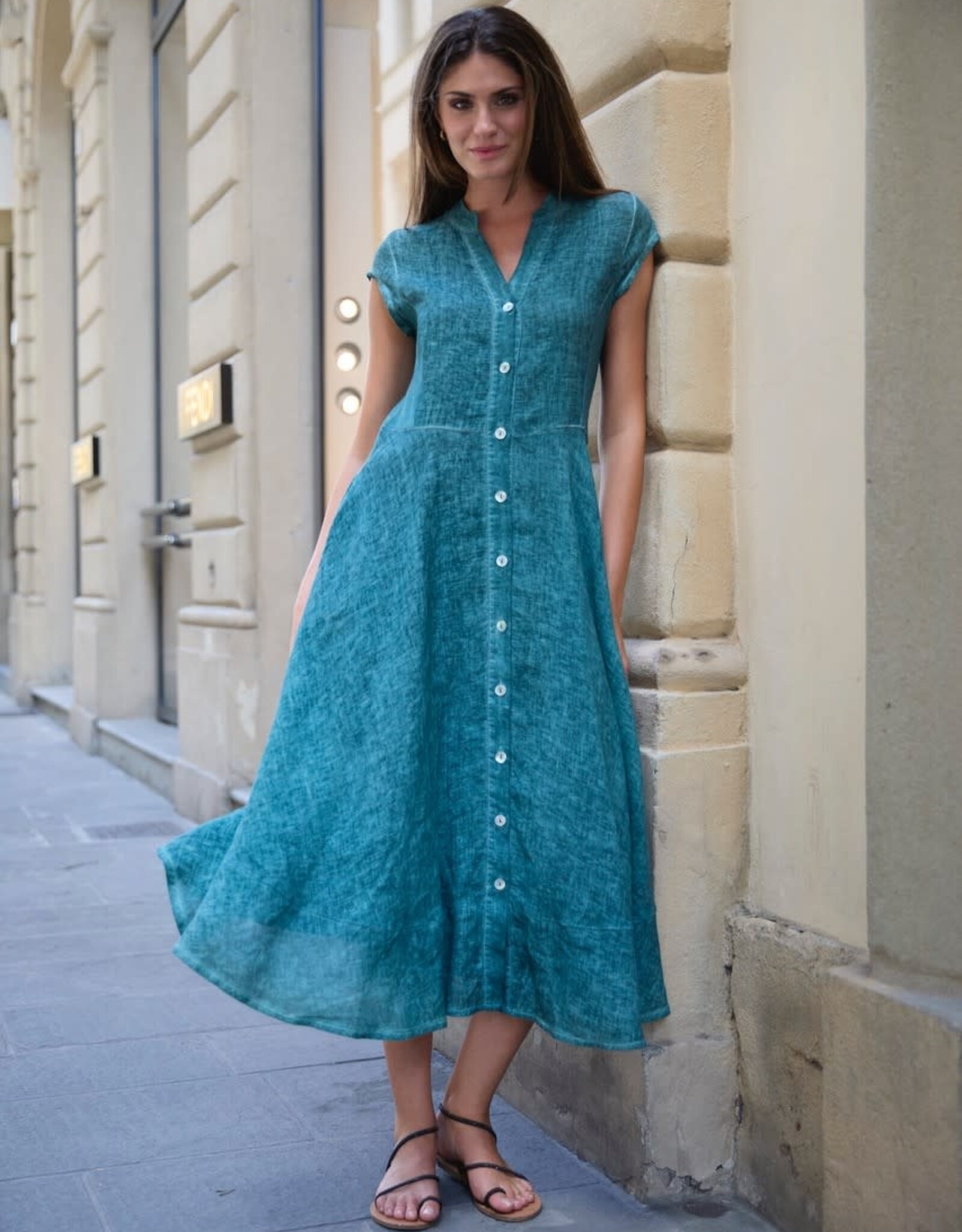 Inizio  Celeste Linen Dress