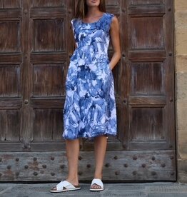 Inizio Emma Pleated Linen Dress Blue