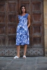 Inizio  Emma Pleated Linen Dress Blue