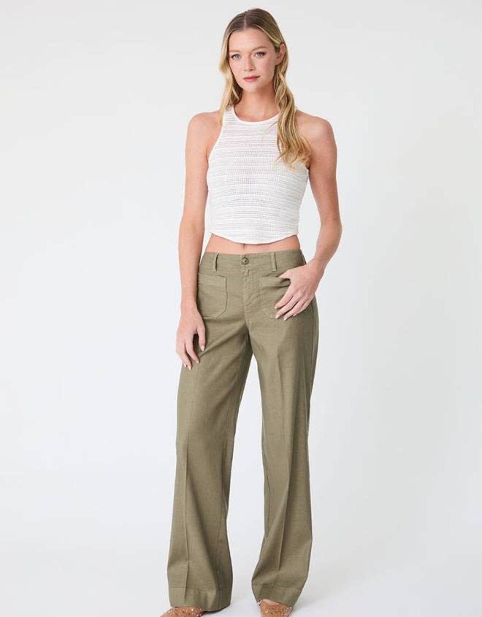 Level 99 Hampton Wide Leg Trouser Willow