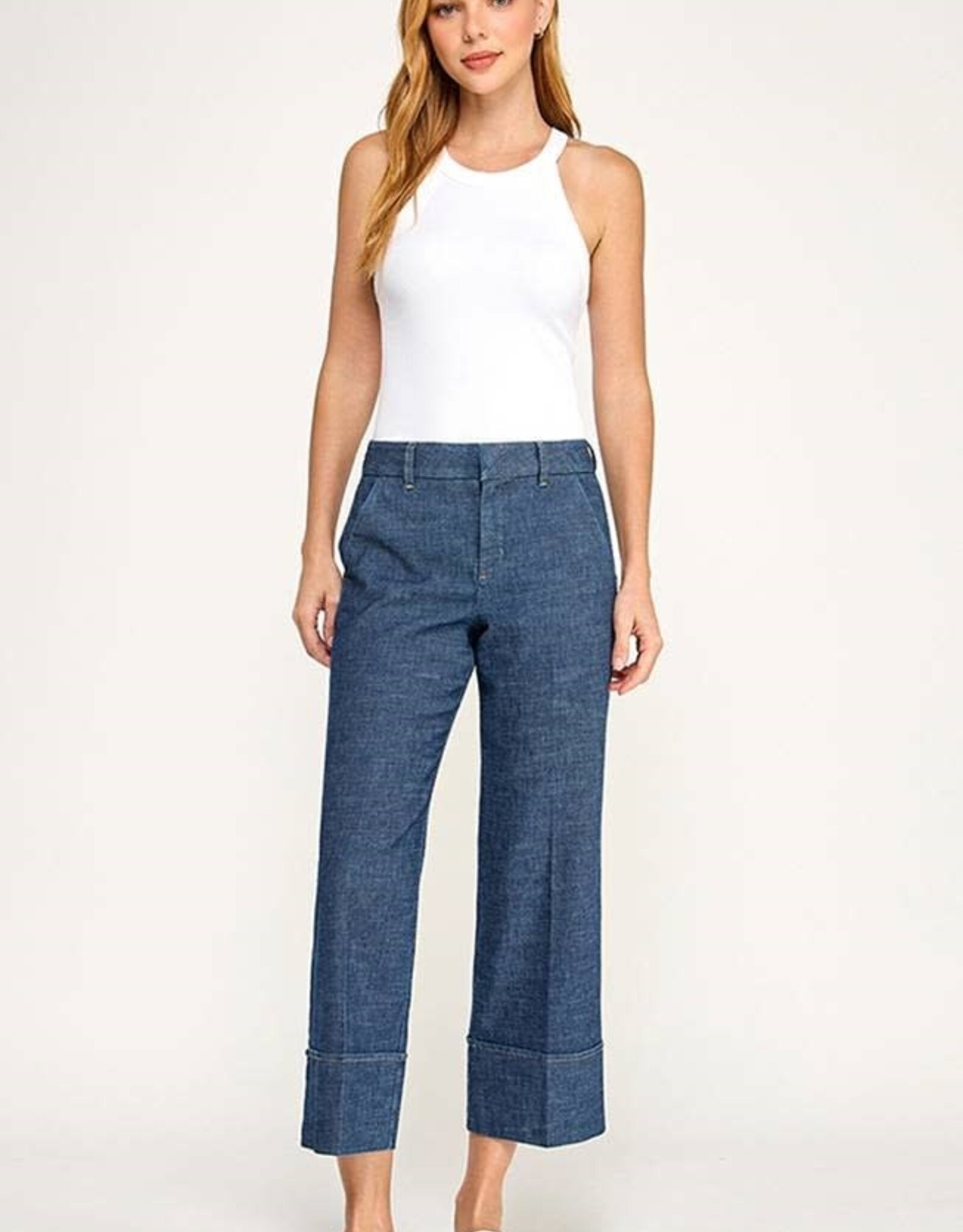 Level 99 Lauren Cuffed Trouser Indigo Light