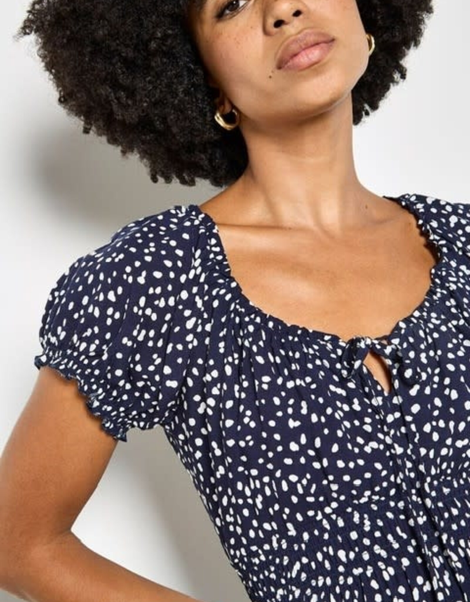 Apricot  Midi Spot Print Dress